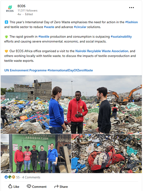 Textiles dump site nairobi ECOS visit